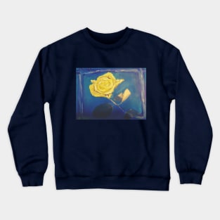 Original Yellow Rose with a blue background Crewneck Sweatshirt
